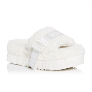 White UGG Fluffita Platform Slide
